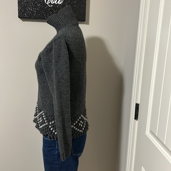 SUNDANCE Gray Wool Fair Isle Sweater Turtleneck Sz M - Picture 4 of 9